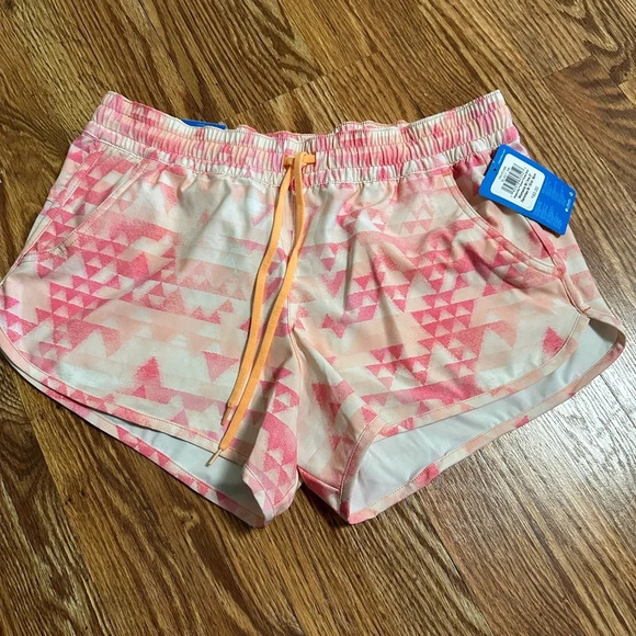 🆕 Columbia Bogata Bay Stretch Pink Women’s Printed Shorts with Pockets M - Picture 2 of 5